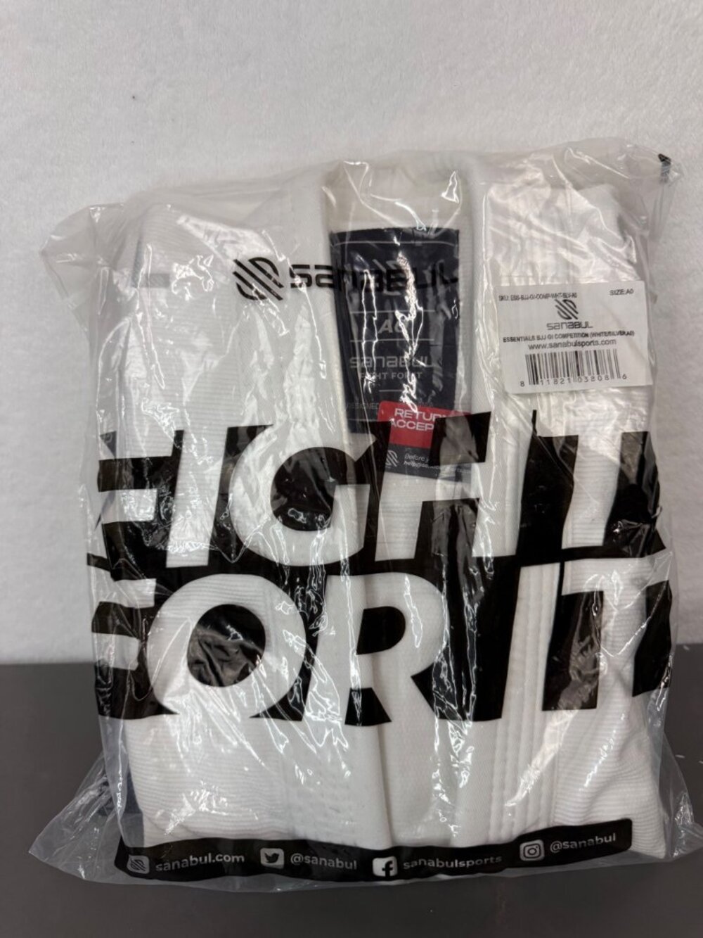 Sanabul Essentials BJJ Gi Competition White/Silver A0 Lightweight Durable